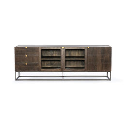 Kelby Media Console-Carved Vintage Brown by Four Hands