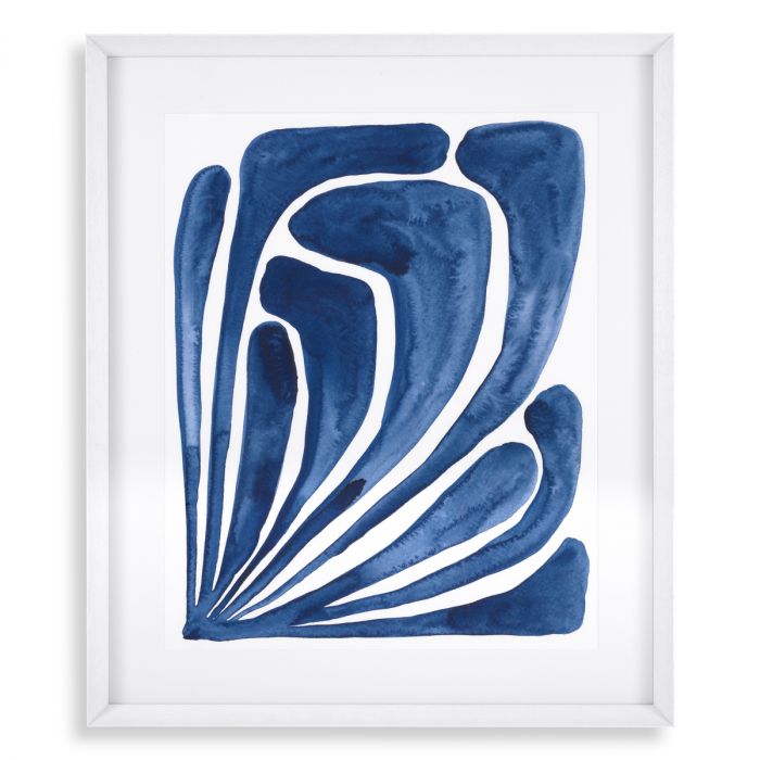 Print Ec373 Blue Stylized Leaf Set Of 2