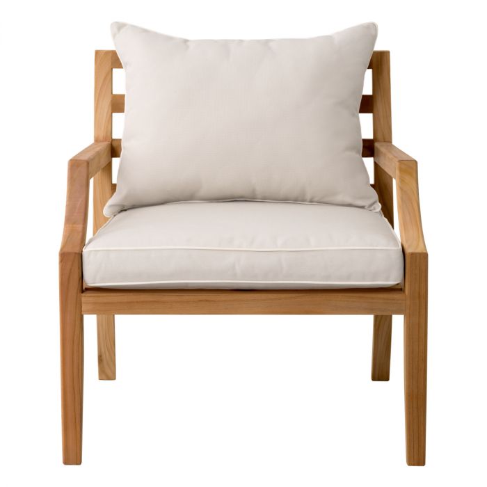 Outdoor Chair Hera Natural Teak Flores Off-White