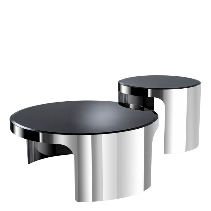 Coffee Table Piemonte Polished Stainless Steel Set Of 2