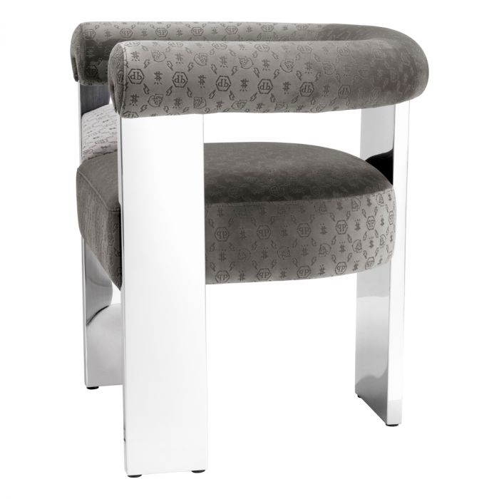 Dining Chair Icon Grey Velvet Nickel Finish