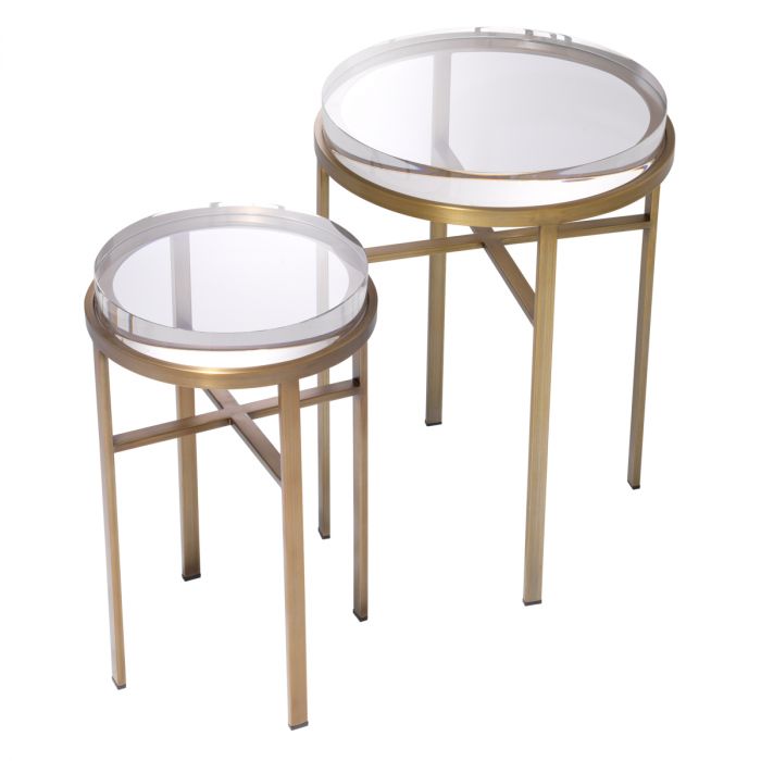 Side Table Hoxton Brushed Brass Finish Set Of 2