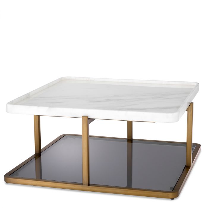 Coffee Table Grant Br Brass Finish White Marble