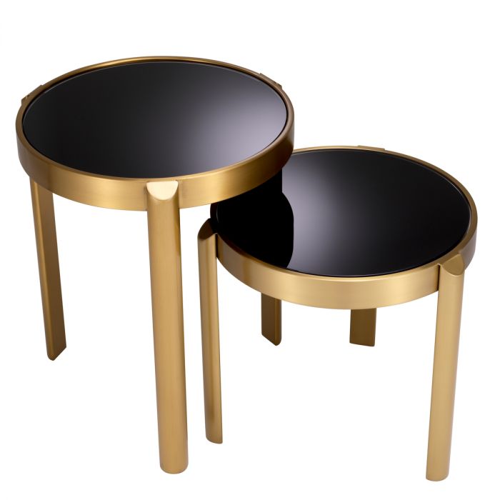 Side Table Buena Brushed Brass Finish Set Of 2