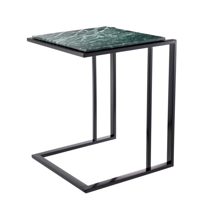 Side Table Cocktail Bronze Finish Green Marble