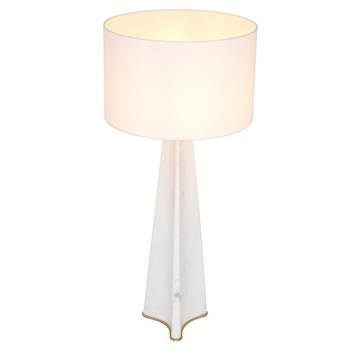 Table Lamp Benson Honed White Marble Including Shade