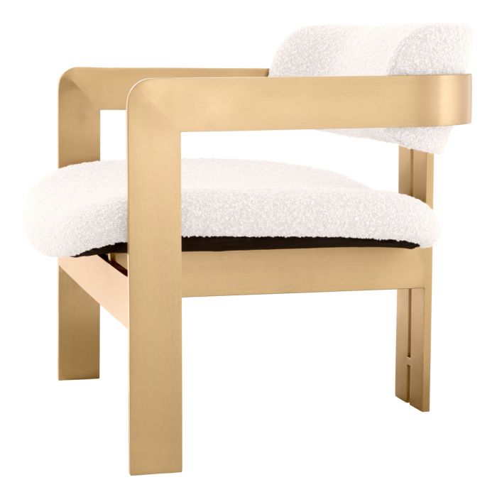 Chair Donato Brushed Brass Finish Bouclé Cream