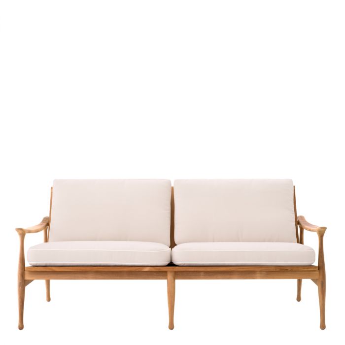 Outdoor Sofa Manzo Natural Teak Flores Off-White Incl Cushions