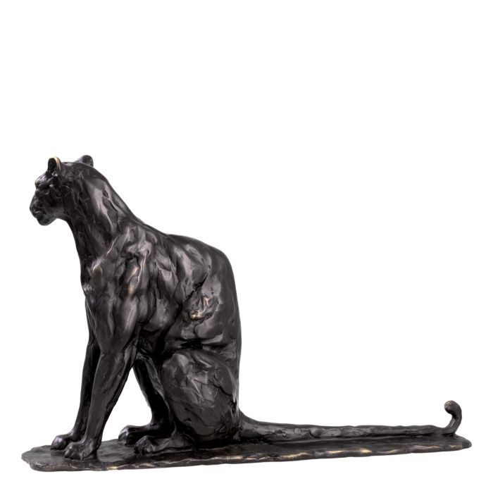 Sculpture Sitting Panther Bronze