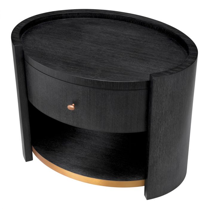 Bedside Table Rosemberg Charcoal Grey Oak Veneer