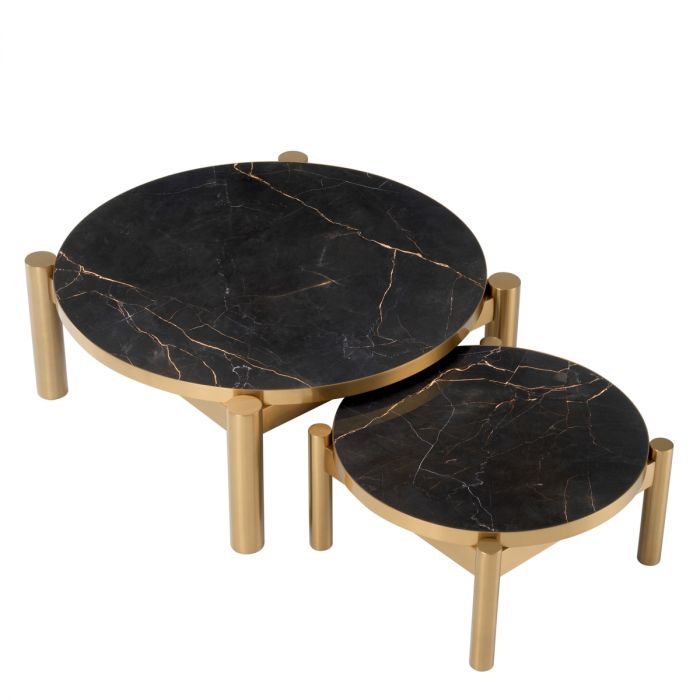 Coffee Table Quest Brushed Brass Finish Set Of 2