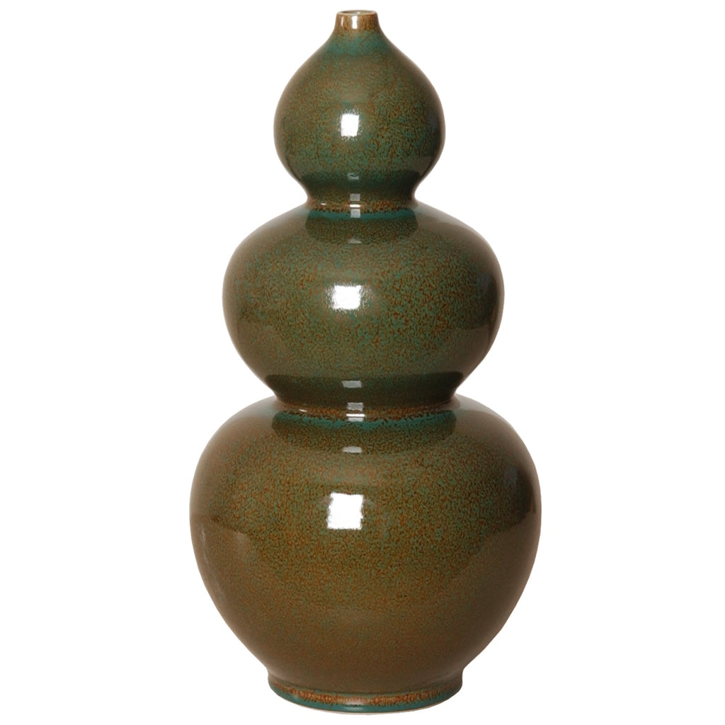 Triple Gourd Vase, Amazon Green 8.5x 19"H