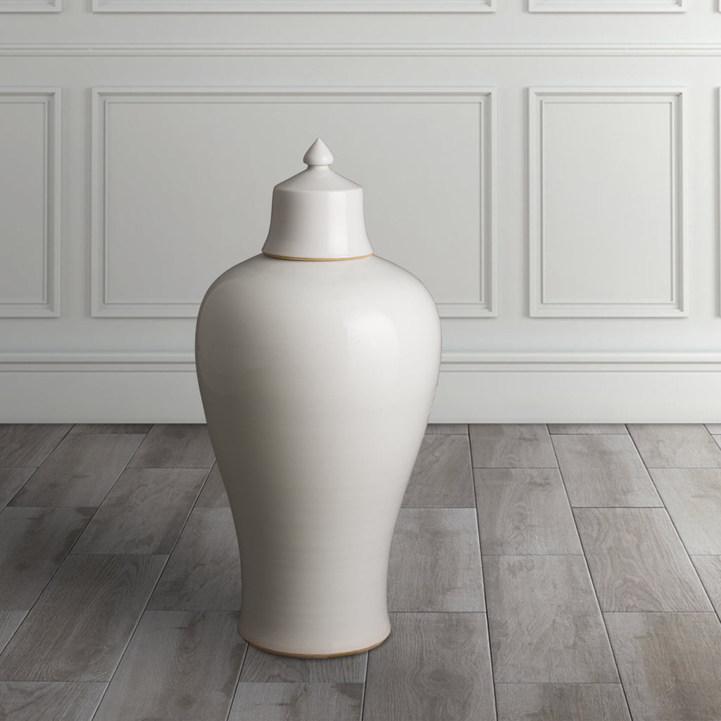 Lidded Meiping, White Celadon 16.5x35"H