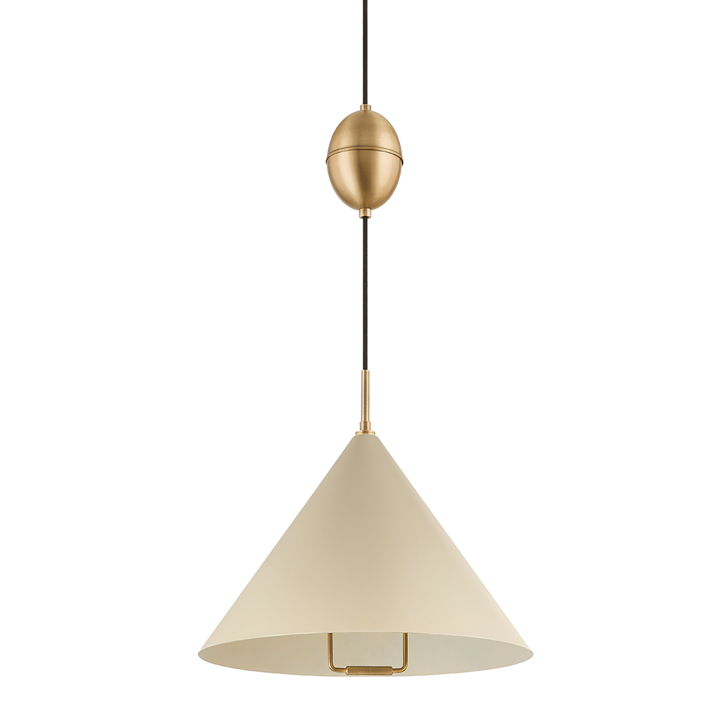 Fontana 1 Light Pendant - Patina Brass 17" - Soft Sand