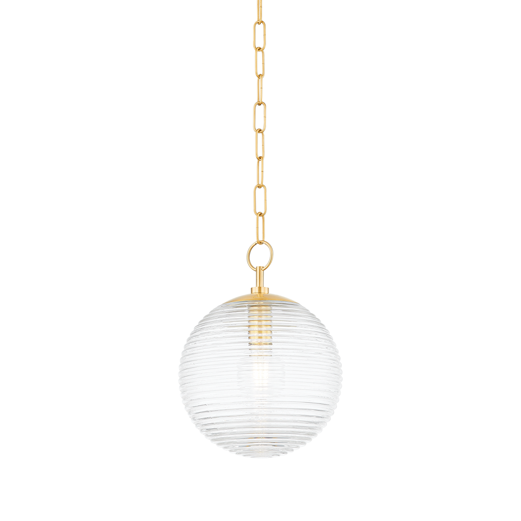 Sara 1 Light Pendant - Aged Brass 14.25"