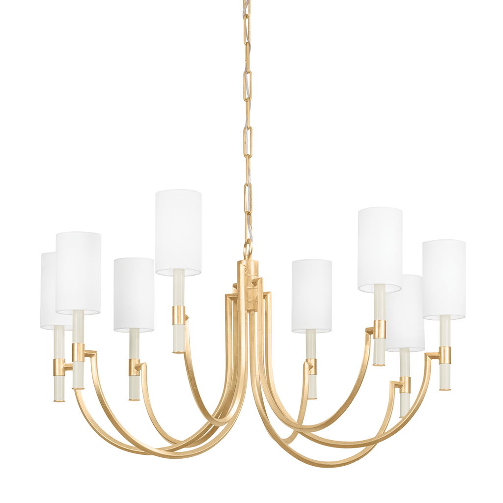 Gustine 8 Light Chandelier - Vintage Gold Leaf