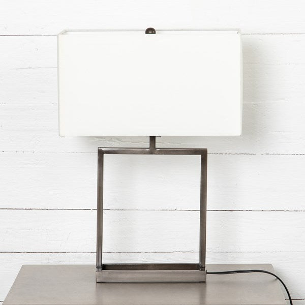 Abe Table Lamp-White Silk/Dark Pewter by Four Hands