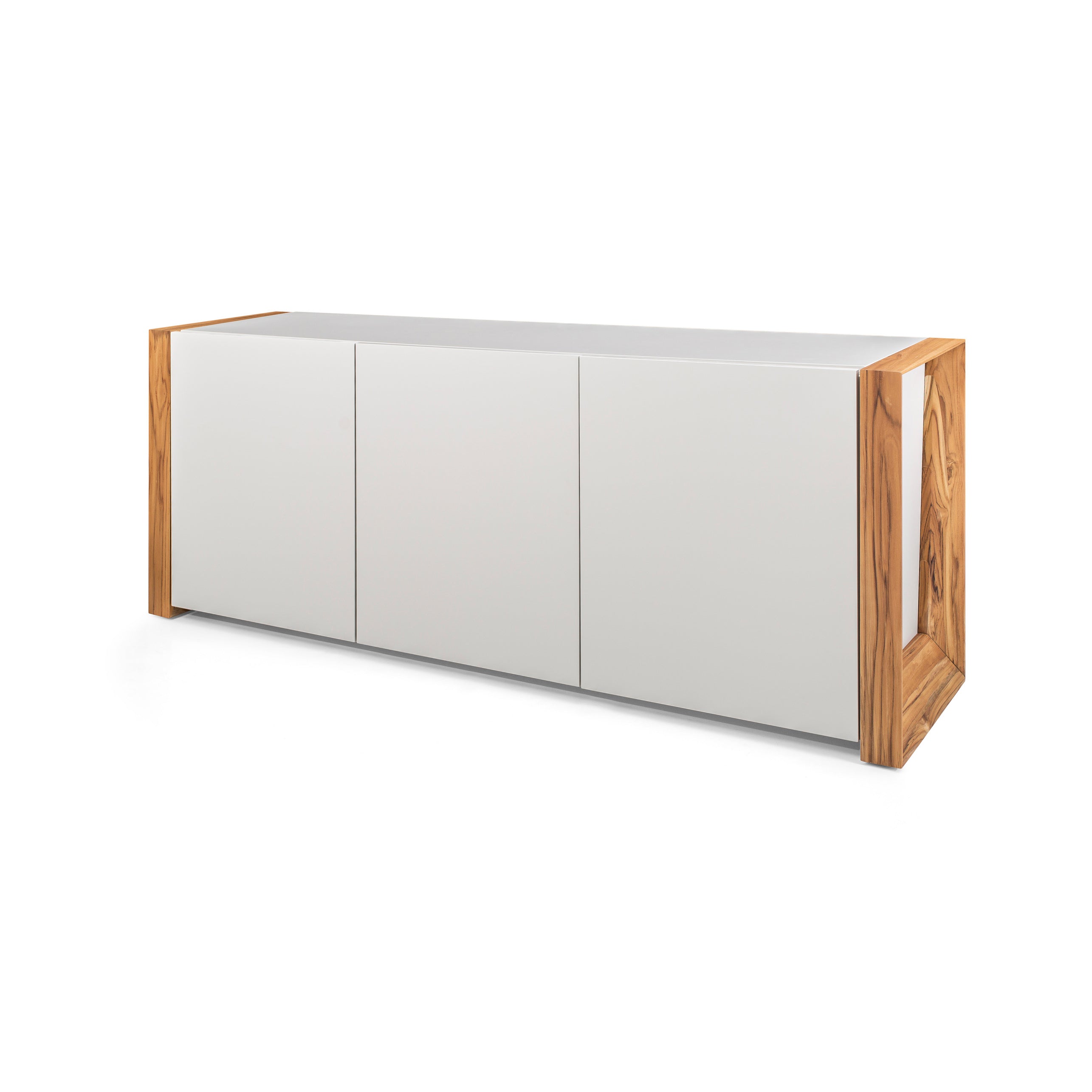 Masp Sideboard in White Finish and Teak End Frames