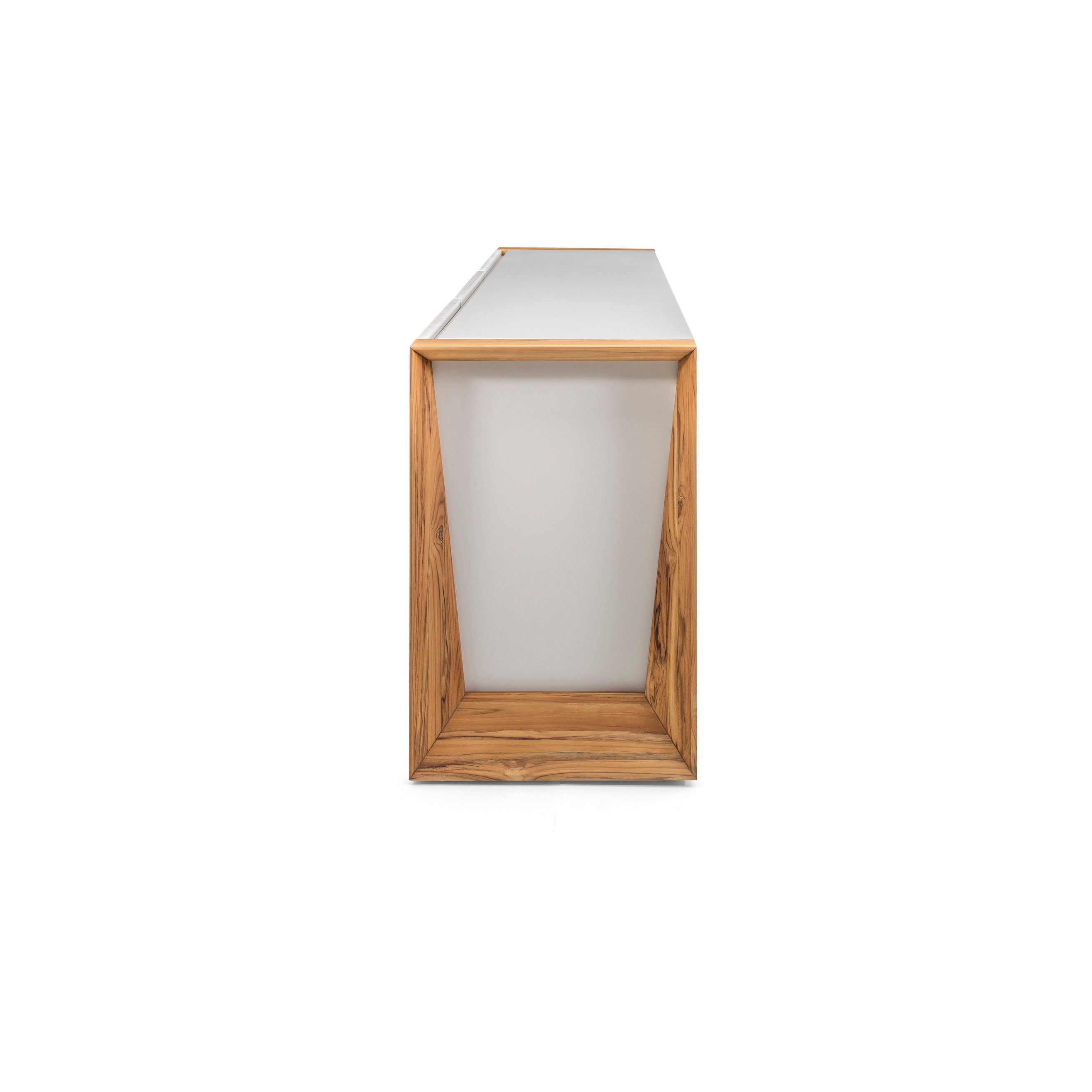 Masp Sideboard in White Finish and Teak End Frames