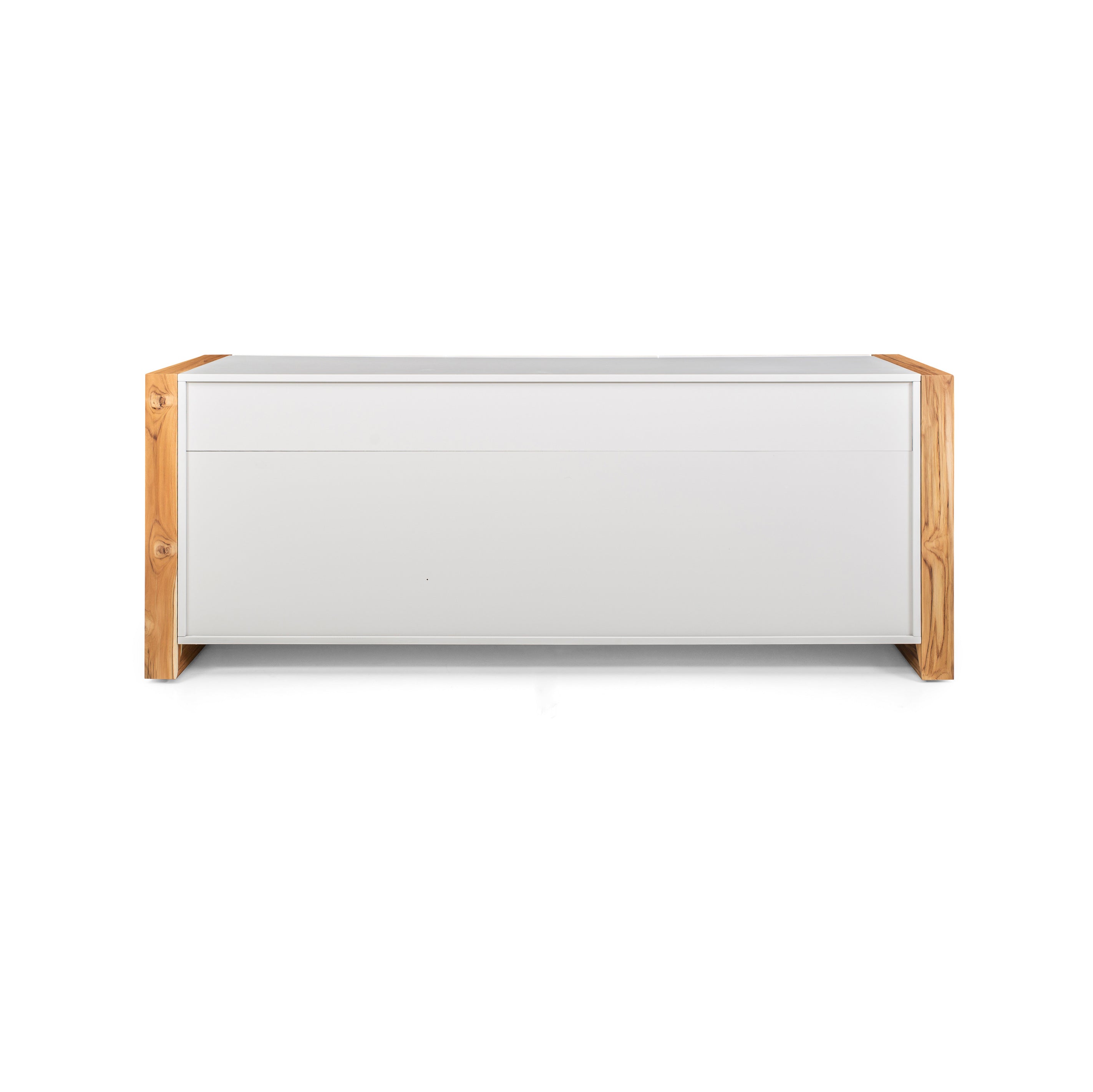 Masp Sideboard in White Finish and Teak End Frames