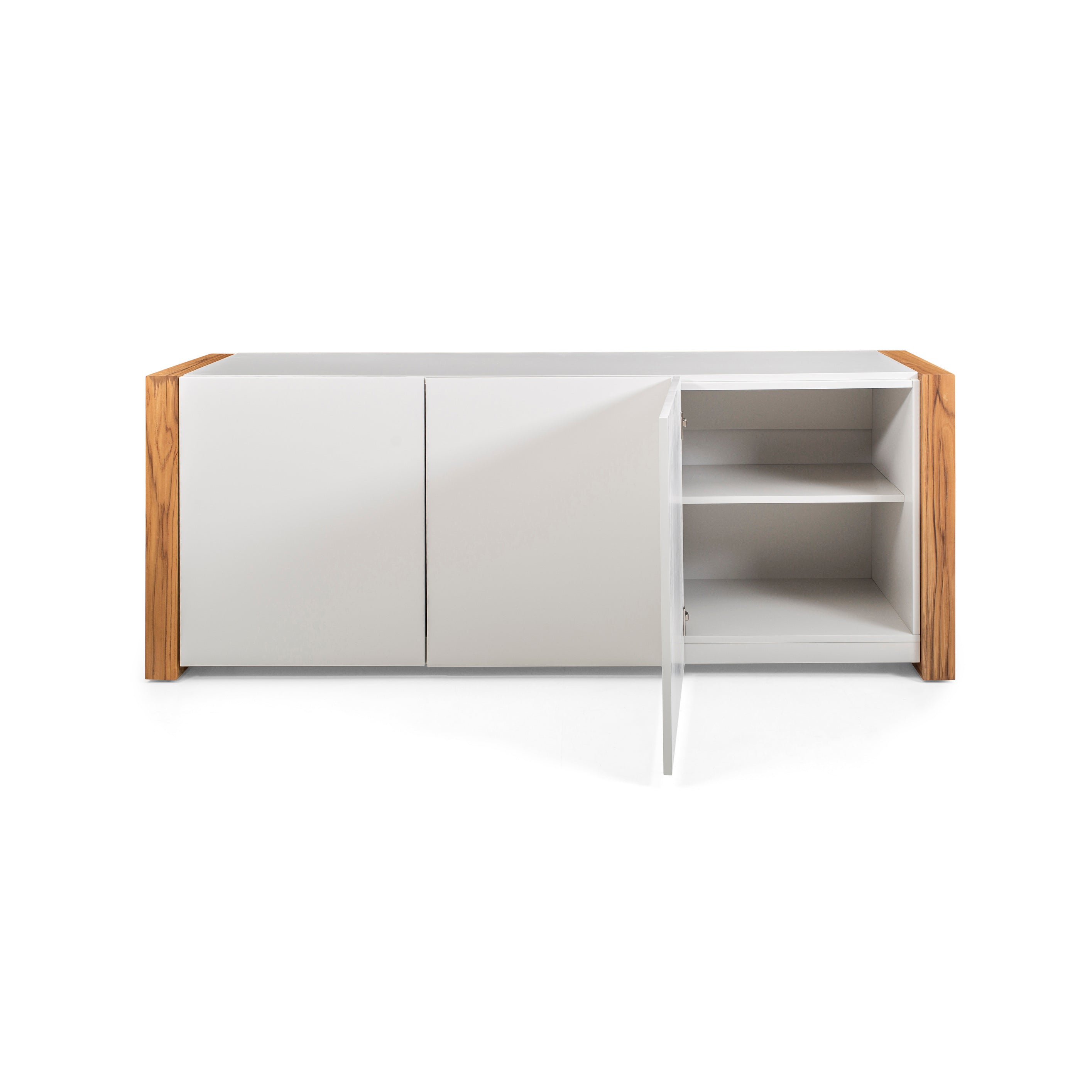 Masp Sideboard in White Finish and Teak End Frames