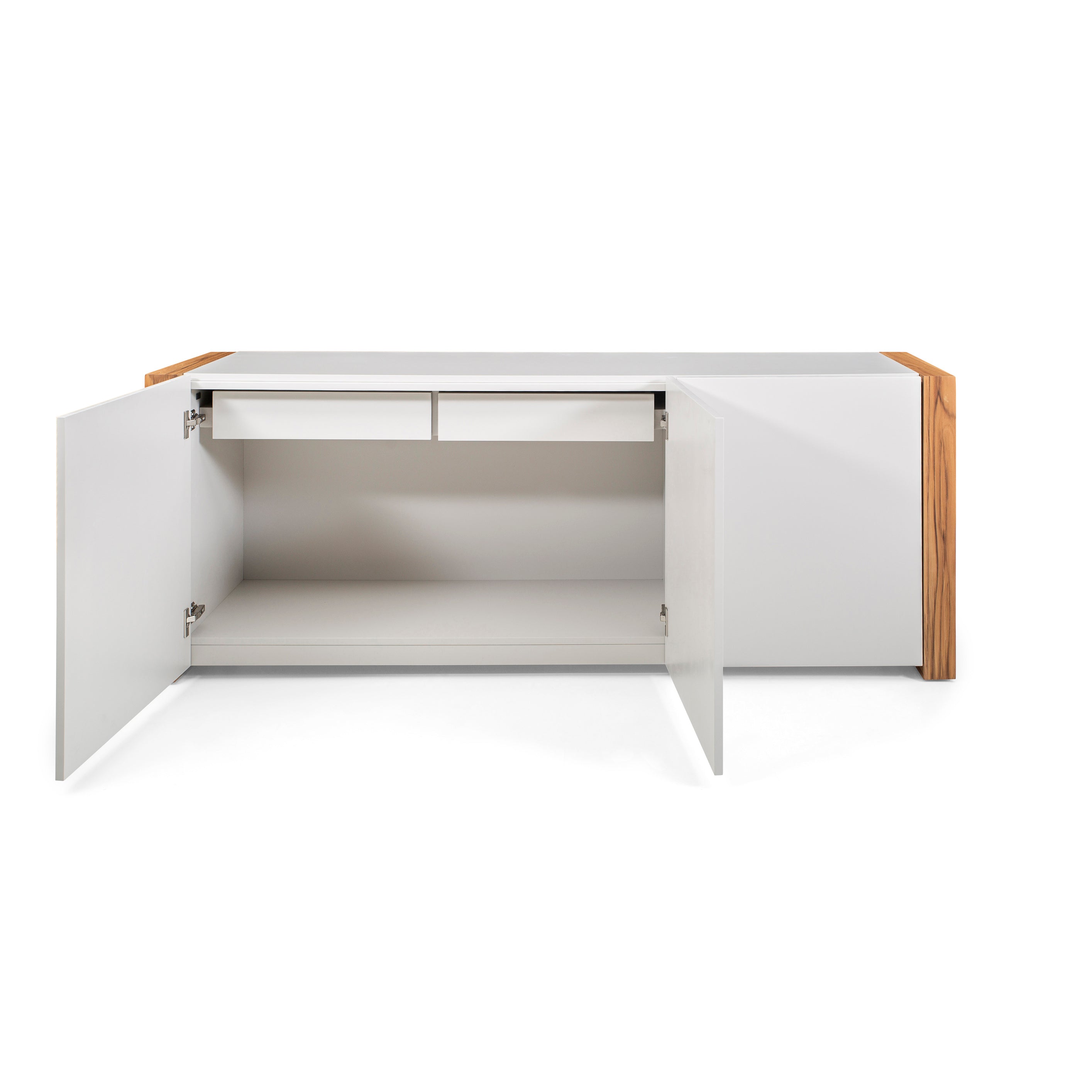 Masp Sideboard in White Finish and Teak End Frames
