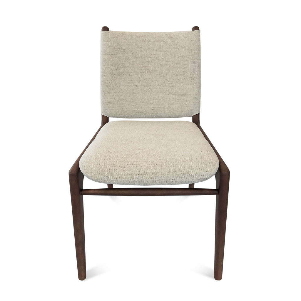 Cappio Dining Chair in Walnut Finish with Light Fabric, set of 2