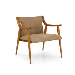 Mince Armchair Featuring Curved Arms, Spindle Legs & Leather