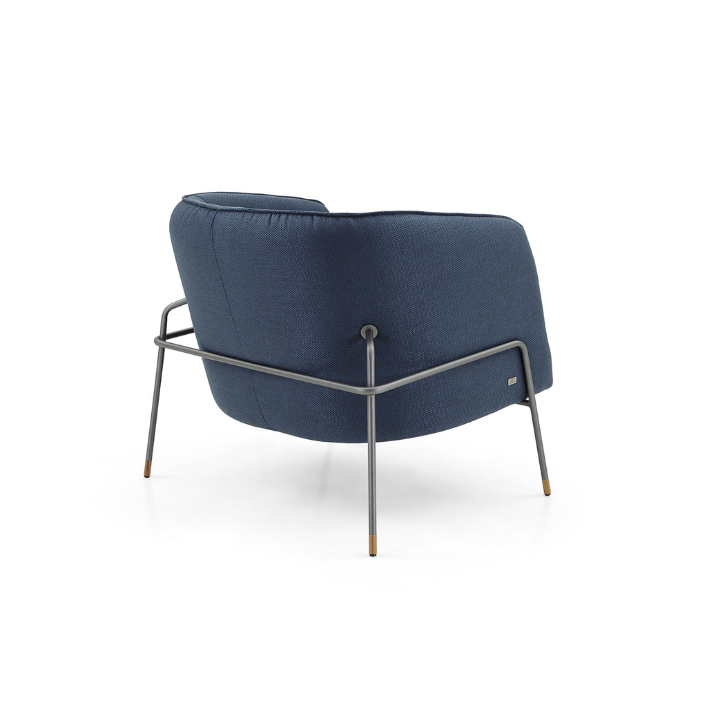 Contemporary Bella Armchair Featuring Metal Frame and Navy Fabric