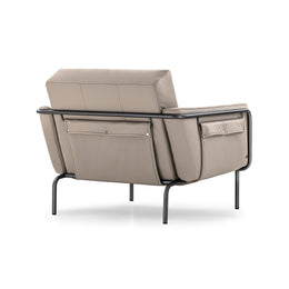 Trend Armchair Metal Frame with Ivory Leather