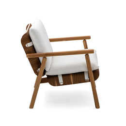 Tai Armchair in Teak with White Chair Seat and Inside Chair Back