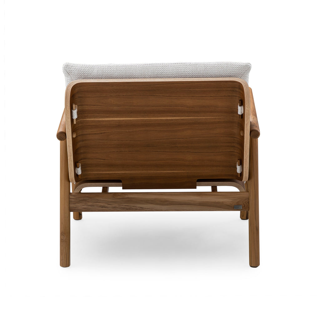 Tai Armchair in Teak with White Chair Seat and Inside Chair Back