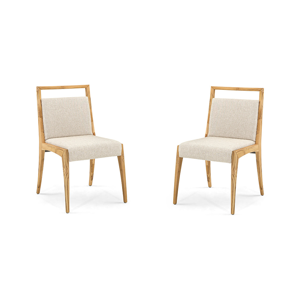 Sotto Dining Chair with Open Top Rail in Teak Finish, set of 2