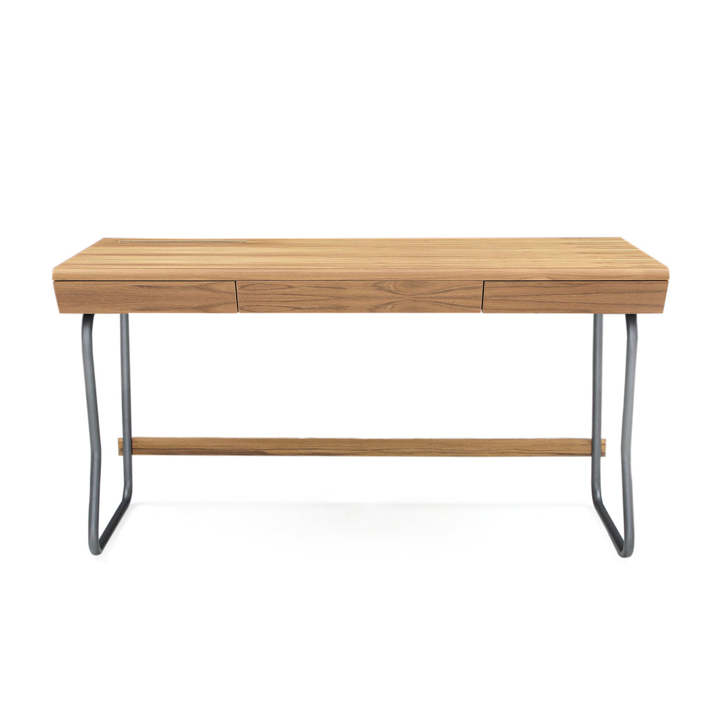 Class Desk with a Teak Top and Graphite Finished Metal Base