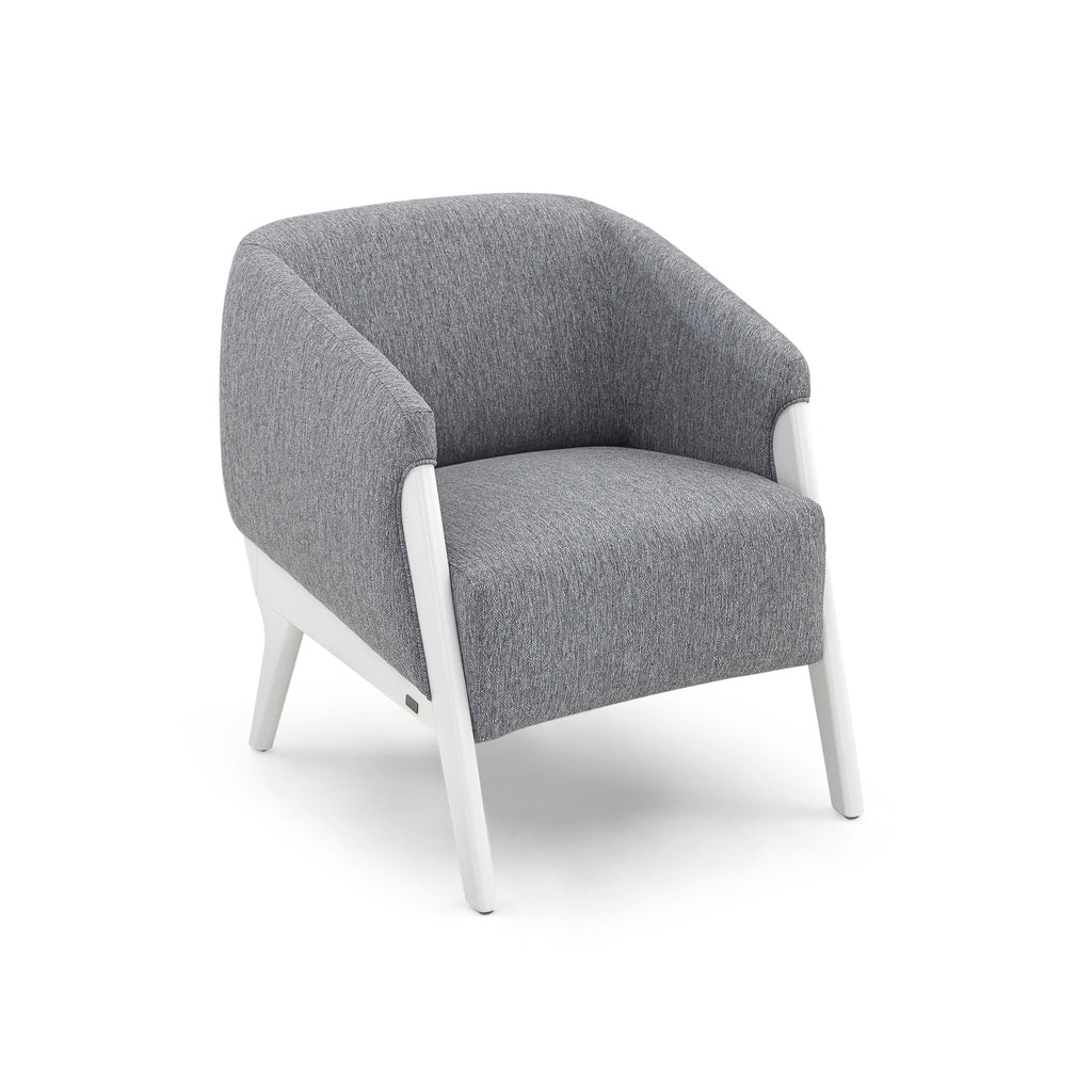 Abra Armchair in Gray Fabric and White Wood