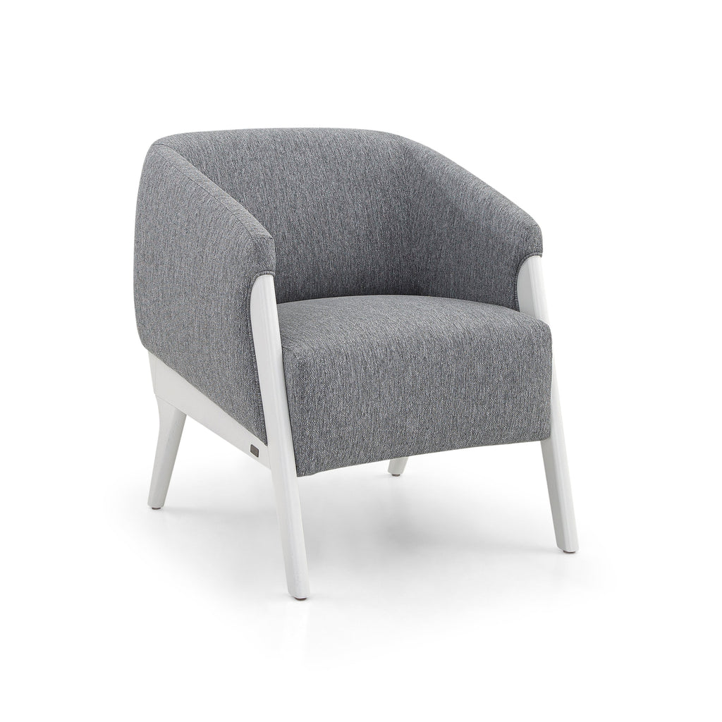 Abra Armchair in Gray Fabric and White Wood