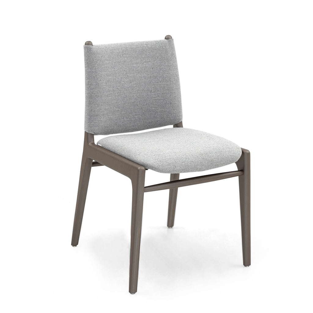 Cappio Dining Chair in Chocolate Wood Color with Gray Fabric, set of 2