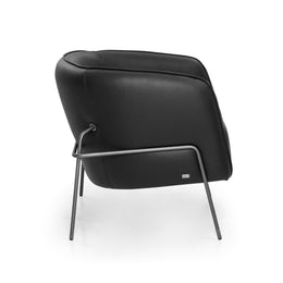 Contemporary Bella Armchair Featuring Metal Frame and Black Leather