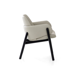 Above Chair in Off-White Leather and Black Painted Frame