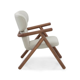 Sole Scandinavian-Styled Armchair in Walnut and Off-White Leather