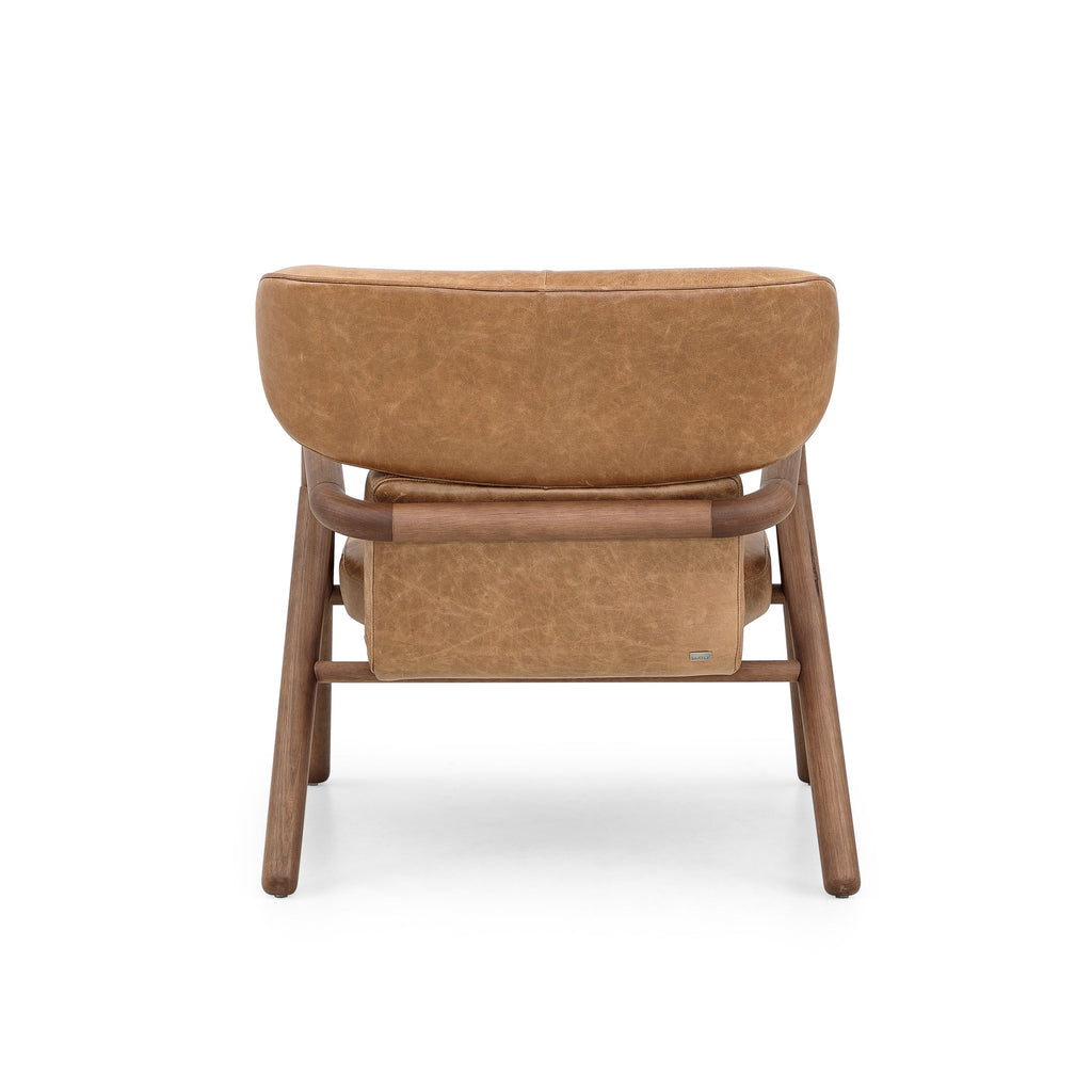 Sole Scandinavian-Styled Armchair in Walnut and Brown Leather