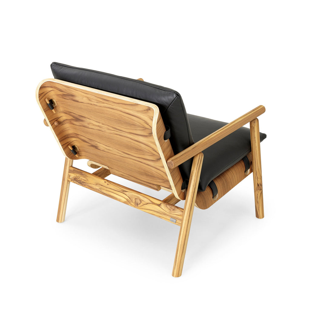 Tai Armchair in Teak with Black Leather