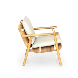 Tai Armchair in Teak with Off-White Leather