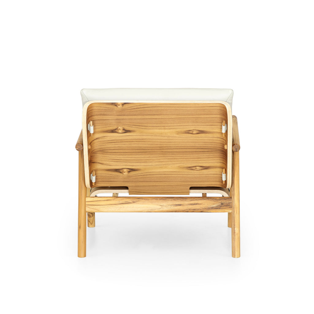Tai Armchair in Teak with Off-White Leather