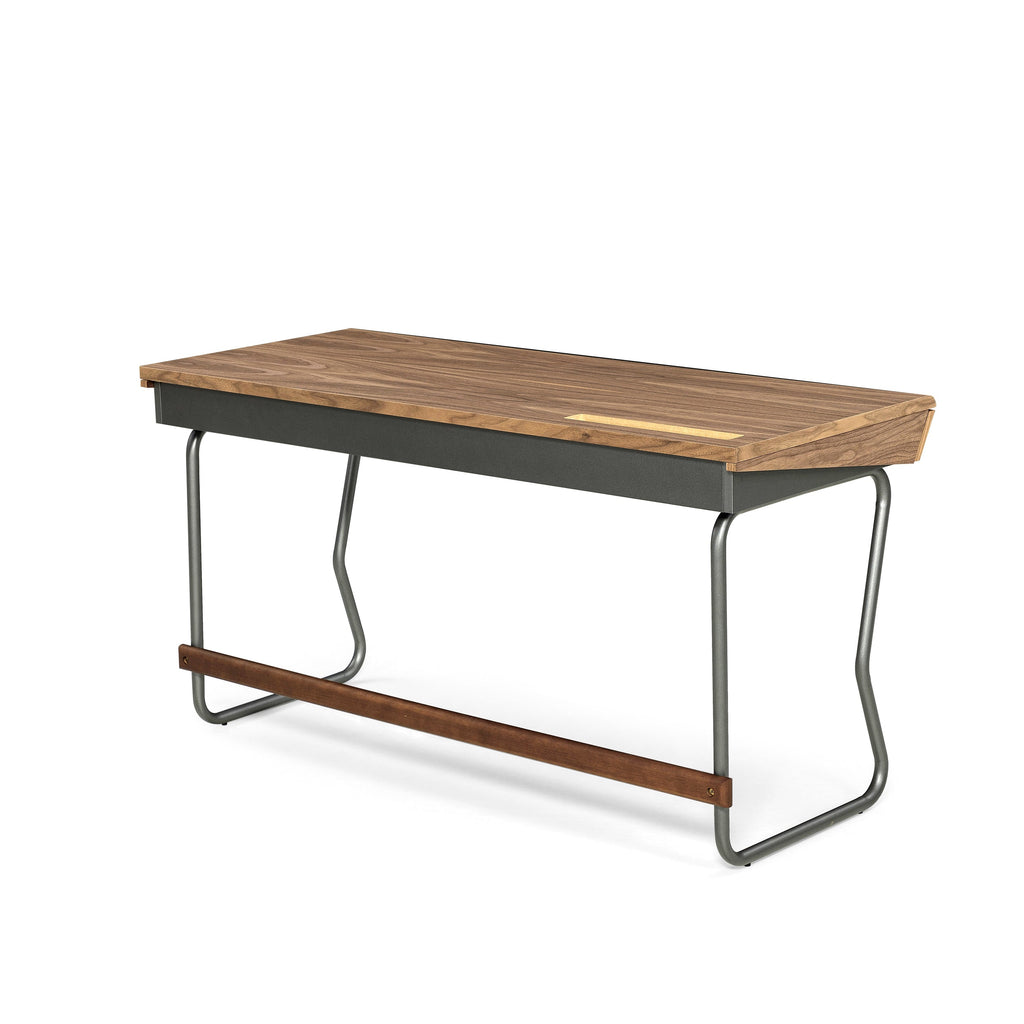 Class Desk with a Walnut Top and Graphite Finished Metal Base