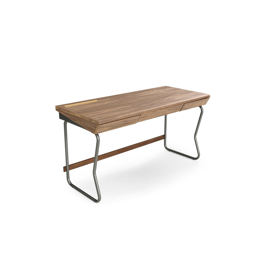 Class Desk with a Walnut Top and Graphite Finished Metal Base