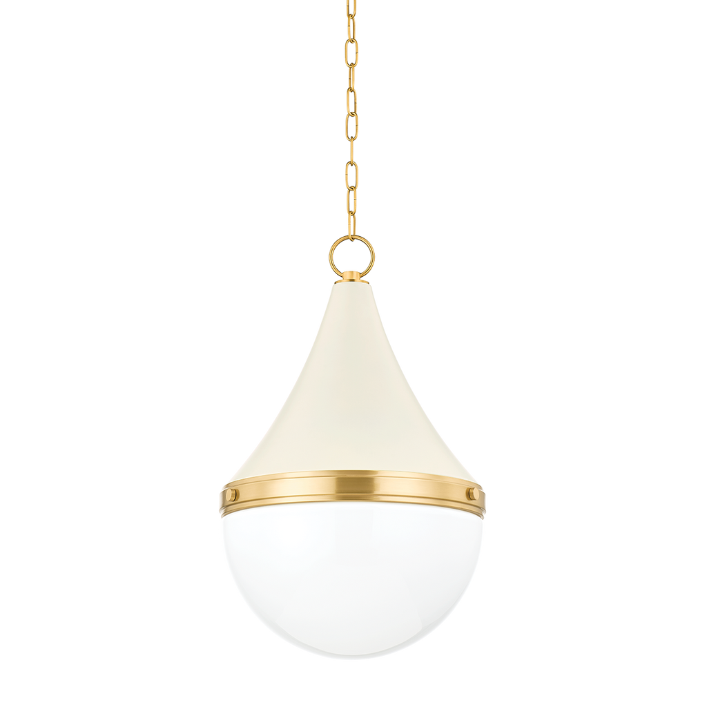 Ciara 1 Light Pendant - Aged Brass 22.5" - Soft Cream