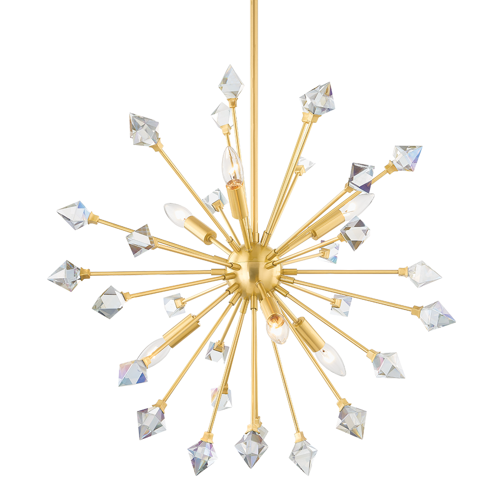 Genesis 6 Light Chandelier - Aged Brass