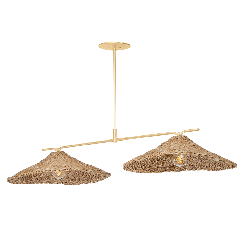 Valier 2 Light Island - Vintage Gold Leaf