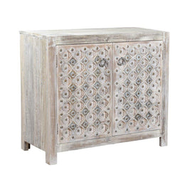 Alta 2Dr Diamond Carving Sideboard Bleached White